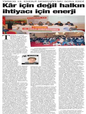 ENERJİ SEMPOZYUMU SONA ERDİ (GÜNLÜK EVRENSEL)