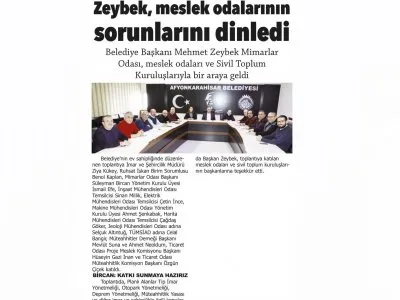 ZEYBEK, MESLEK ODALARININ SORUNLARINI DİNLEDİ (KOCATEPE, 13.01.2020)
