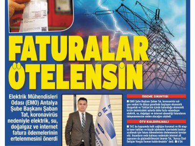 FATURA ÖDEMELERİ ERTELENSİN (ANTALYA KÖRFEZ - 20.03.2020)