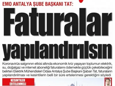 FATURALAR YAPILANDIRILSIN (AKDENİZ`DE YENİ YÜZYIL - 20.03.2020)
