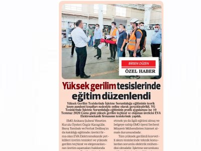 YÜKSEK GERİLİM TESİSLERİNDE EĞİTİM DÜZENLENDİ (SONSÖZ, 17.09.2020)