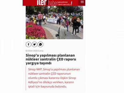 SİNOP`A YAPILMASI PLANLANAN NÜKLEER SANTRALİN ÇED RAPORU YARGIYA TAŞINDI (İLERİHABER.ORG)