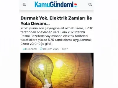 DURMAK YOK, ELEKTRİK ZAMLARI İLE YOLA DEVAM(KAMUGUNDEMİ.COM)