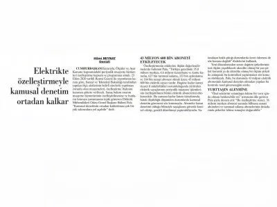ELEKTRİKTE ÖZELLEŞTİRMEYLE KAMUSAL DENETİM ORTADAN KALKAR (GÜNLÜK EVRENSEL)