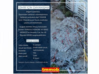 TMMOB İZMİR İKK YARDIM KAMPANYASI BAŞLATTI
