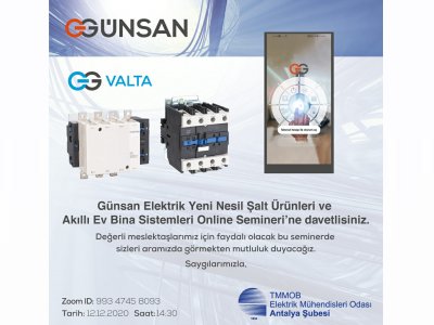 TEKNİK SEMİNER: `GÜNSAN ELEKTRİK YENİ NESİL ŞALT ÜRÜNLERİ VE AKILLI EV BİNA SİSTEMLERİ`