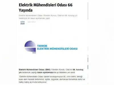 ELEKTRİK MÜHENDİSLERİ ODASI 66 YAŞINDA (YAPİ.COM.TR)