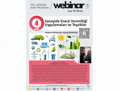 SANAYİDE ENERJİ VERİMLİLİĞİ UYGULAMALARI VE TEŞVİKLER BAŞLIKLI WEBINAR DÜZENLENECEK