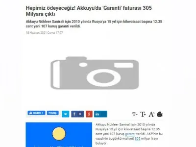 HEPİMİZ ÖDEYECEĞİZ! AKKUYU`DA `GARANTİ` FATURASI 305 MİLYARA ÇIKTI (HABERYİLDİZİ.COM)