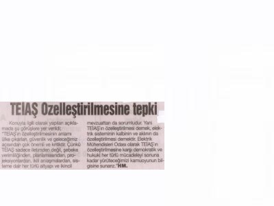 `TEİAŞ ÖZELLEŞTİRİLMESİNE TEPKİ` İSTİKBAL GAZETESİ 06.07.2021