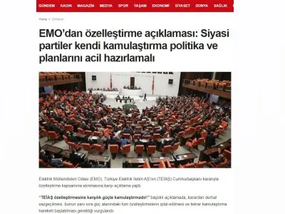 EMODAN ÖZELLEŞTİRME AÇIKLAMASI: SİYASİ PARTİLER KENDİ KAMULAŞTIRMA POLİTİKA VE PLANLARINI ACİL HAZIRLAMALI (SOZLUKHABERLERİ.COM)