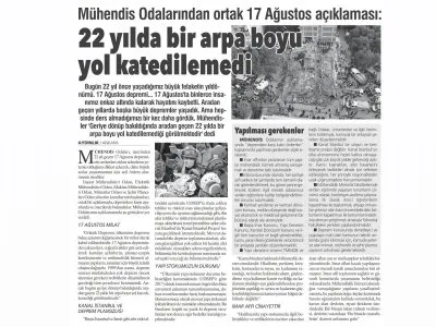 17 AĞUSTOS 1999: 22 YILDIR ÖNLEM ALINMADI (AYDINLIK)