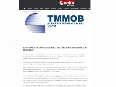 EMO: SİYASİ İKTİDAR KÖMÜR VE DOĞAL GAZ LOBİLERİNİN OYUNCAĞI HALİNE DÜŞMÜŞTÜR (ANKAHABER.NET)
