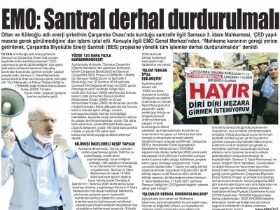 EMO: SANTRAL DERHAL DURDURULMALI (GAZETE GERÇEK)