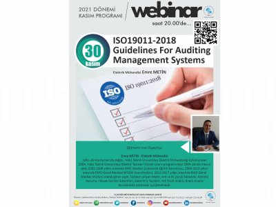 `ISO19011-2018- GUIDELINES FOR AUDITING MANAGEMENT SYSTEMS` BAŞLIKLI WEBINAR 30 ARALIK TARİHİNE ERTELENMİŞTİR