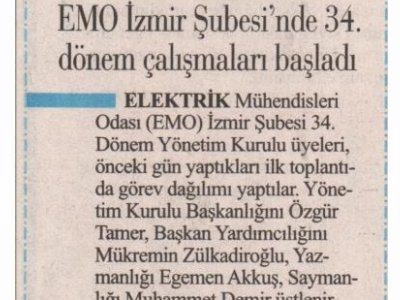 EMO İZMİR ŞUBESİ`NDE 34. DÖNEM ÇALIŞMALARI BAŞLADI (İLKSES)