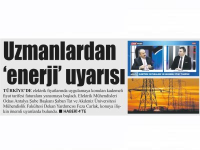 UZMANLARDAN ENERJİ UYARISI (LİDER GAZETE-31.01.2022)