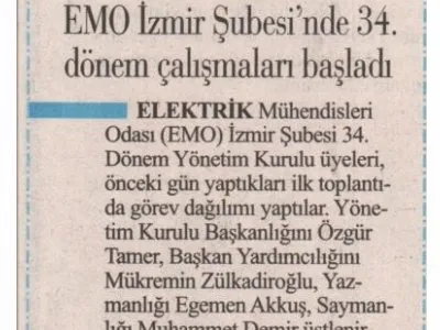EMO İZMİR ŞUBESİ`NDE 34. DÖNEM ÇALIŞMALARI BAŞLADI (İLKSES)