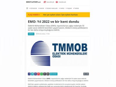 EMO: YIL 2022 VE BİR KENT DONDU (MEDYAPORT.NET)