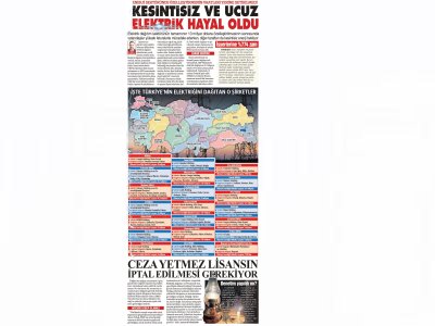 ENERJİ SEKTÖRÜNDE ÖZELLEŞTİRMENİN VAATLERİ YERİNE GETİRİLMEDİ
KESİNTİSİZ YE UCUZ ELELKTRİK HAYAL OLDU  (SÖZCÜ)