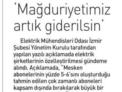 MAĞDURİYETİMİZ ARTIK GİDERİLSİN (EGE TELGRAF)