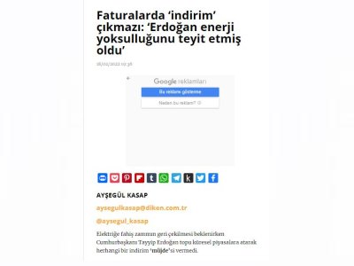 FATURALARDA İNDİRİM ÇIKMAZI: ERDOĞAN ENERJİ YOKSULLUĞUNU TEYİT ETMİŞ OLDU (DİKEN.COM.TR)