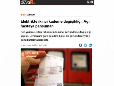 ELEKTRİKTE İKİNCİ KADEME DEĞİŞİKLİĞİ: AĞIR HASTAYA PANSUMAN (GAZETEDUVAR.COM.TR)