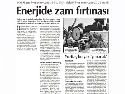 ENERJİDE ZAM FIRTINASI (CUMHURİYET)