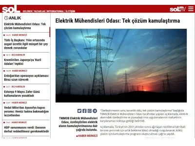 ELEKTRİK MÜHENDİSLERİ ODASI: TEK ÇÖZÜM KAMULAŞTIRMA (HABER.SOL.ORG.TR)