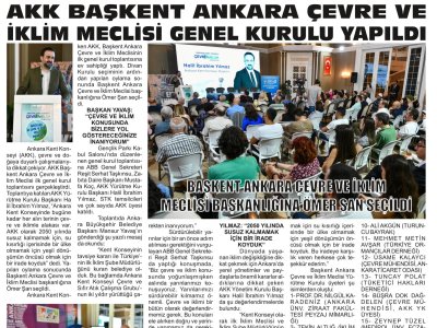 AKK BAŞKENT ANKARA ÇEVRE VE İKLİM MECLİSİ GENEL KURULU YAPILDI ANKARA ÇEVRE VE İKLİM MECLİSİ BAŞKANLIĞINA ÖMER ŞAN SEÇİLDİ (ZÜMRÜT RİZE, 09.06.2022)