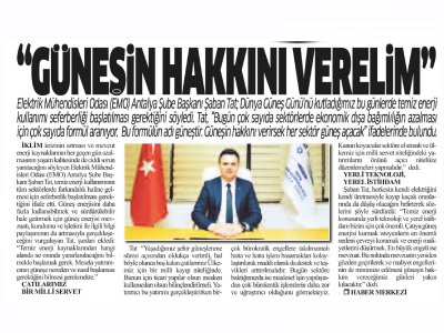 `GÜNEŞİN HAKKINI VERELİM` (GAZİPAŞA MANŞET - 22.06.2022)