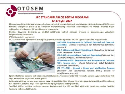 OSTİM TEKNİK ÜNİVERSİTESİ`NDEN IPC STANDARTLARI CIS EĞİTİM PROGRAMI