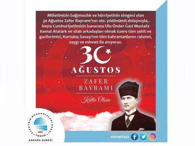 30 AĞUSTOS ZAFER BAYRAMI KUTLU OLSUN