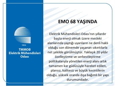 ELEKTRİK MÜHENDİSLERİ ODASI 68 YAŞINDA