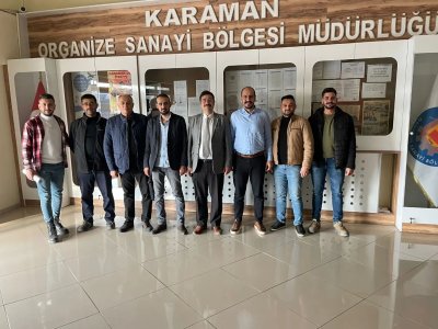 ELEKTRİK MÜHENDİSLERİ ODASI MERSİN ŞUBE YÖNETİM KURULU VE KARAMAN İL TEMSİLCİLERİ İLE KARAMAN ORGANİZE SANAYİ BÖLGE MÜDÜRÜ DEĞERLİ MESLEKTAŞIMIZ SN. YASİN ÜNÜVAR`I ZİYARET ETTİK