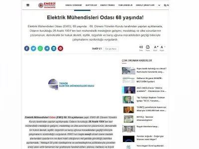 ELEKTRİK MÜHENDİSLERİ ODASI 68 YAŞINDA! (ENERJİEKONOMİSİ.COM)