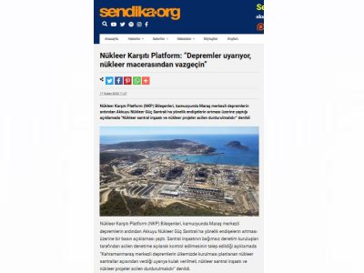 NÜKLEER KARŞITI PLATFORM: DEPREMLER UYARIYOR, NÜKLEER MACERASINDAN VAZGEÇİN (SENDİKA.ORG)