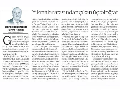YIKINTILAR ARASINDA ÇIKAN ÜÇ FOTOĞRAF (SERVET YILDIRIM/ NASIL BİR EKONOMİ)