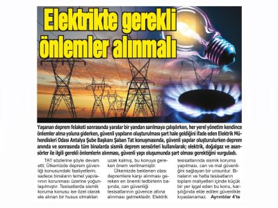 ELEKTRİKTE GEREKLİ ÖNLEMLER ALINMALI (AKDENİZ`DE YENİ YÜZYIL - 07.03.2023)