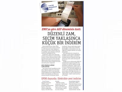 EMO`YA GÖRE AKP DÖNEMİNİN ÖZETİ: DÜZENLİ ZAM, SEÇİM YAKLAŞINCA KÜÇÜK BİR İNDİRİM (GAZETE PENCERE)