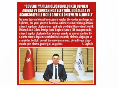 `GÜVENLİ YAPILAR OLUŞTURULURKEN DEPREM ANINDA VE SONRASINDA ELEKTRİK, DOĞALGAZ VE ASANSÖRLER İLE İLGİLİ GEREKLİ ÖNLEMLER ALINMALI` (GÖLLER BÖLGESİ - 08.03.2023)