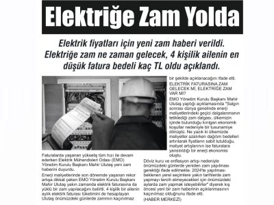 ELEKTRİĞE ZAM YOLDA (UŞAK HABER)