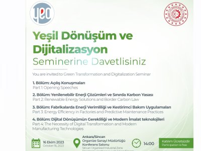 YEŞİL DÖNÜŞÜM VE DİJİTALİZASYON SEMİNERİ DÜZENLENECEK