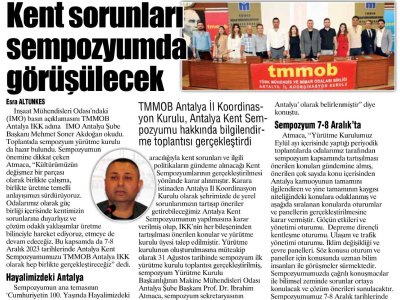 KENT SORUNLARI SEMPOZYUMDA GÖRÜŞÜLECEK(11.10.2023-AKDENİZ MANŞET)