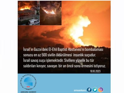 İSRAİLİN GAZZEDE HASTANE BOMBALAMASI İNSANLIK SUÇUDUR