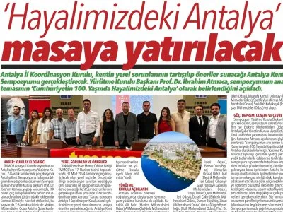 HAYALİMİZDEKİ ANTALYA MASAYA YATIRILACAK(11.10.2023-ANTALYA YÜZ YÜZE)