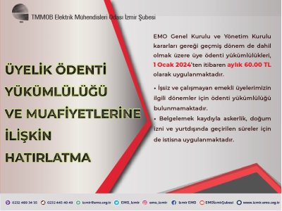 ÜYELİK ÖDENTİ YÜKÜMLÜLÜĞÜNE İLİŞKİN HATIRLATMA
