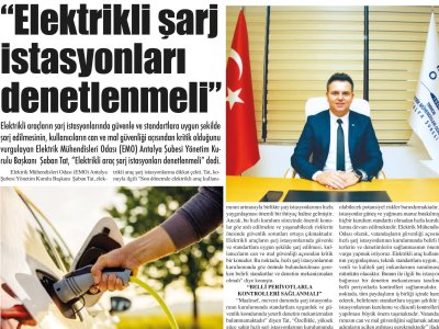 `ELEKTRİKLİ SARJ İSTASYONLARI DENETLENMELİ` (ANTALYA SON HABER-28.11.2023)