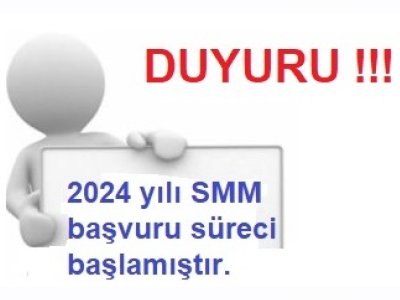 2024 YILI SMM-BT BELGE BAŞVURULARI ALINMAYA BAŞLANMIŞTIR.