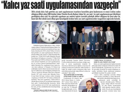 KALICI YAZ SAATİ UYGULAMASINDAN VAZGEÇİN (ANTALYA SON HABER-20.12.2023)